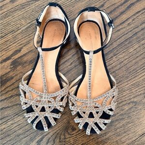 Zara Black and Tan Embellished Sandals